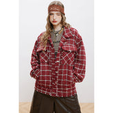 Unisex Jacket Retro Lapels Jacket Plaid Coat